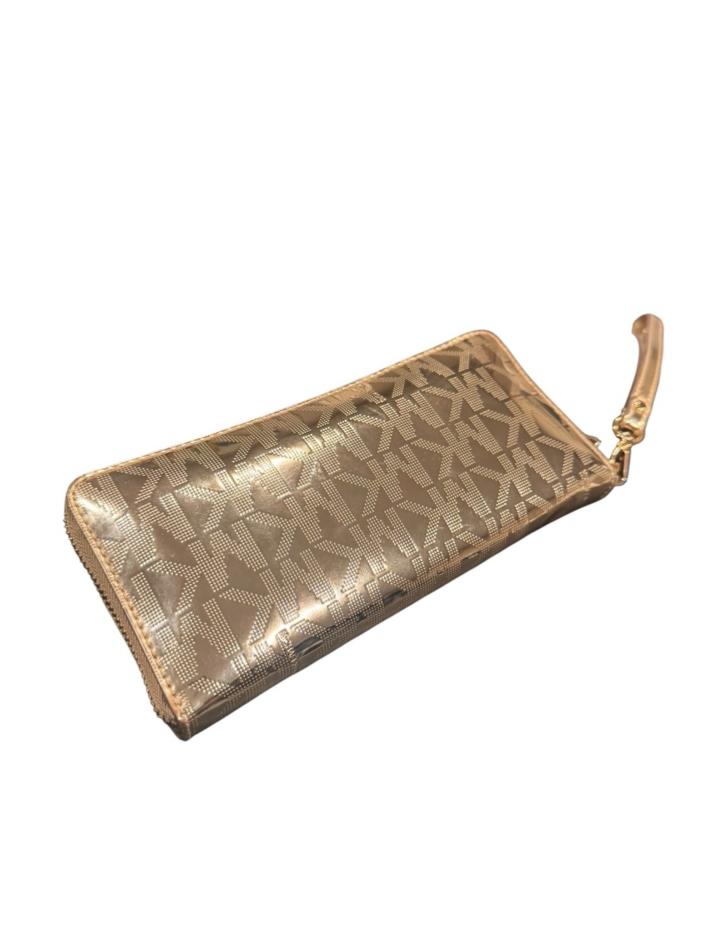 Michael Kors Metallic Gold MK Logo Wristlet Clutch - Picture 3 of 6